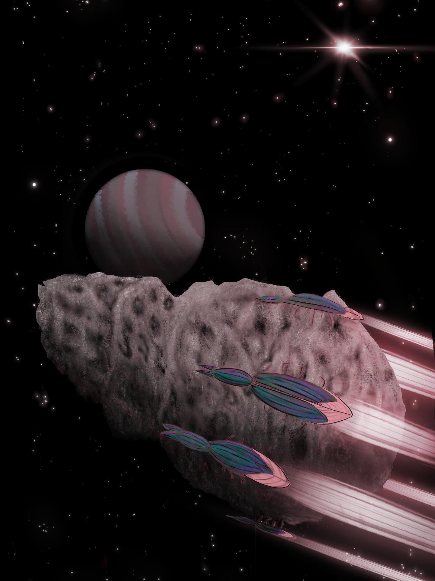 Reconnaissance probes surveying the outer belt